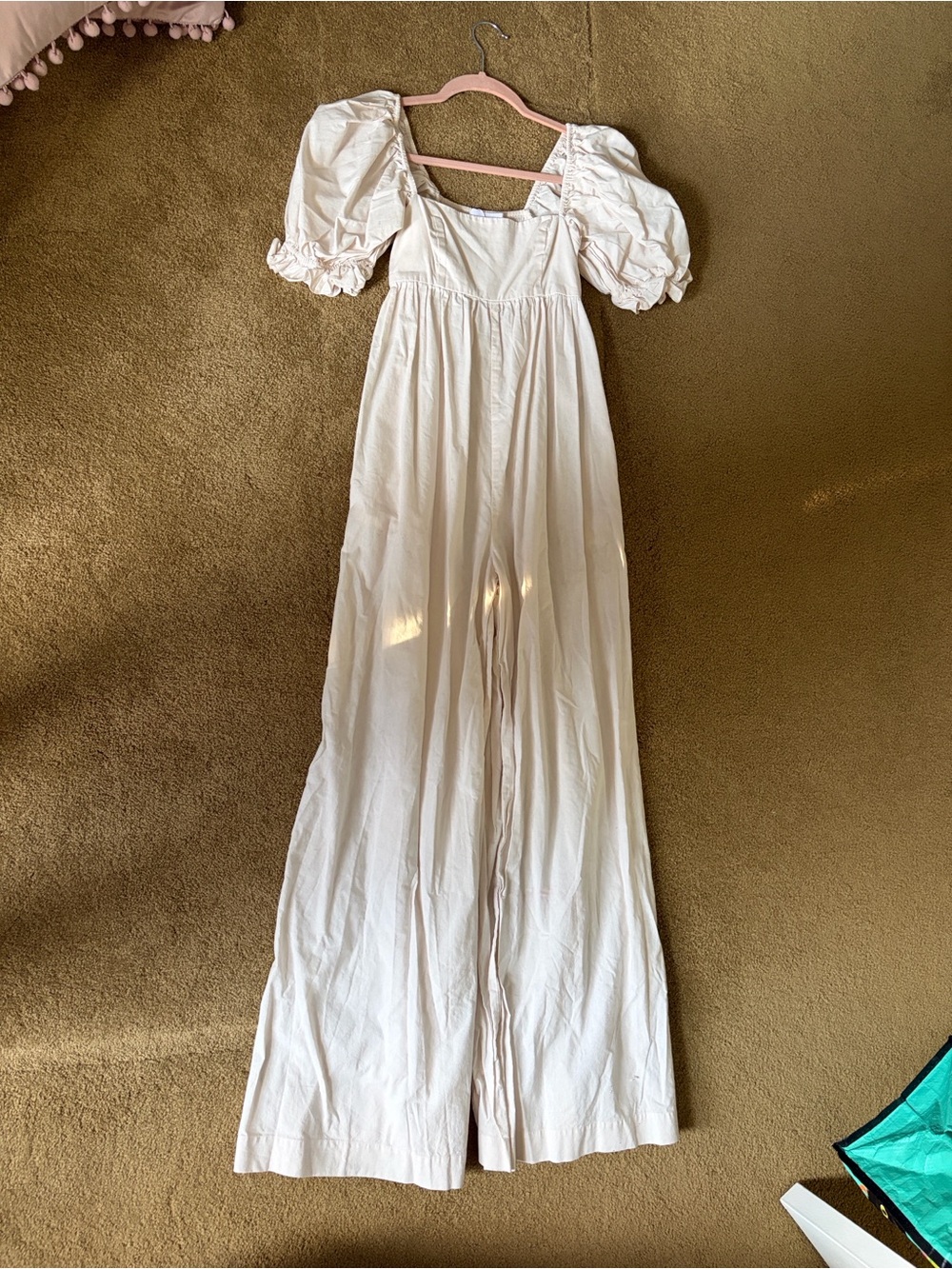 Selkie Blush Pink Square Neck Maxi Dress with Puff Sleeves- never worn